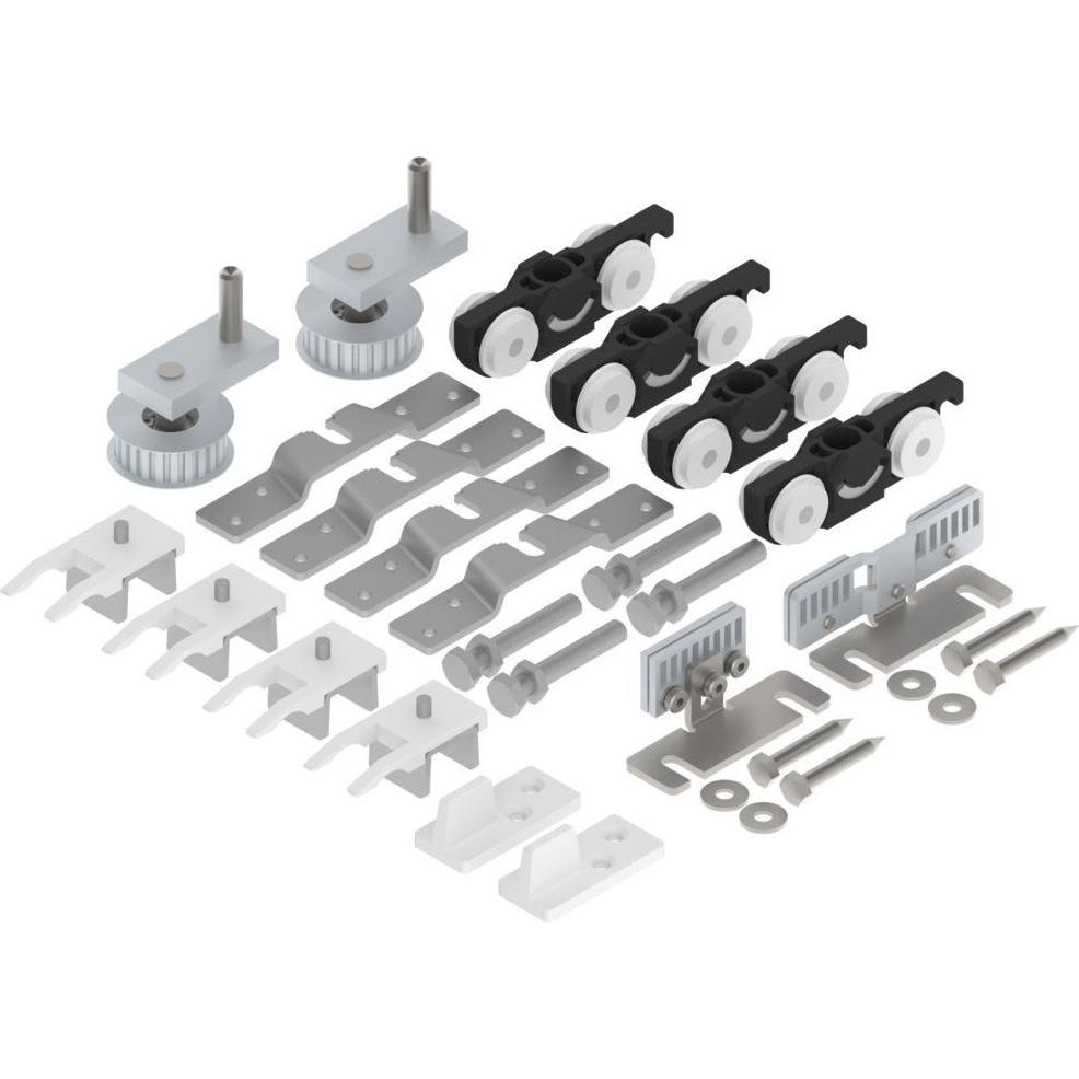 wolfcraft, Raccordo porte, Objekttür-Schiebetürbeschlag, 73, ohne Laufschiene, Materialkombination