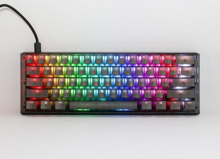 Actual product image Ducky One 3 Aura Black Mini Gaming Keyboard, RGB LED - MX-Blue (US) (Eng. Int., Cable)