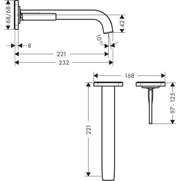 Thumbnail - hansgrohe, Badarmatur, EH-WT-MI AXOR CITTERIO E UP m Ros. für Wandmontage brushed bronze