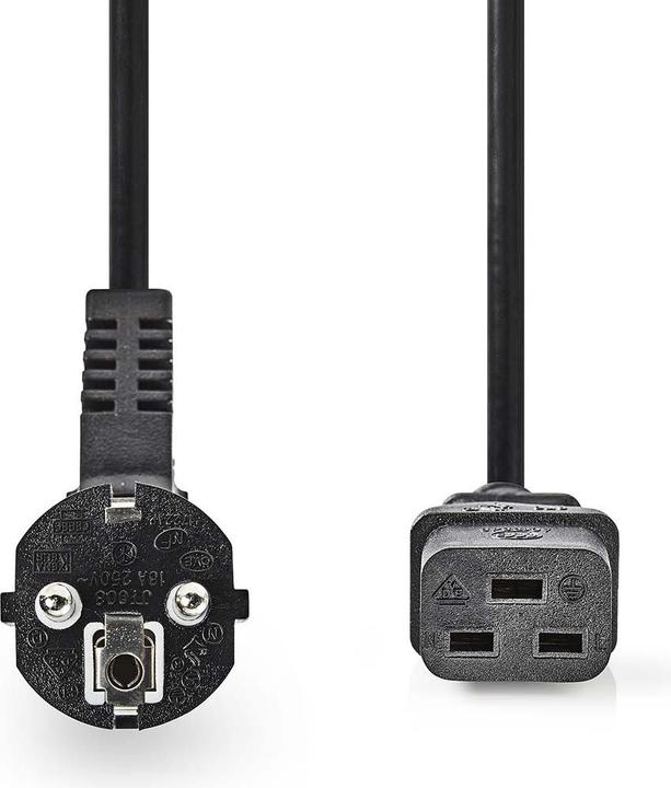 Produktbild Nedis Stromkabel | Schutzkontaktstecker | IEC-320-C19 | Abgewinkelt | Gerade | Vernickelt | 2.00 m | (2 m)