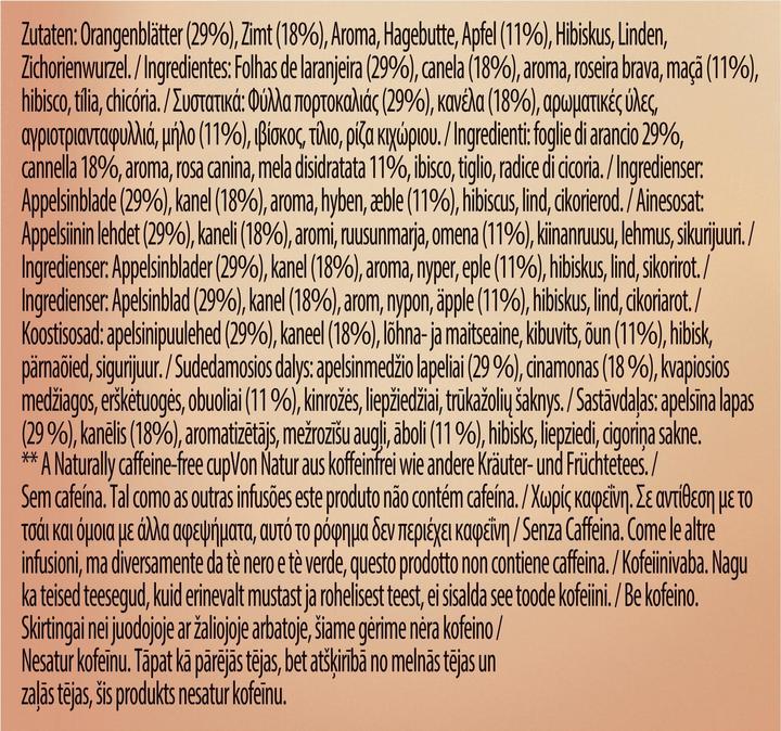 Valori nutrizionali e ingredienti Lipton Mela e cannella (44 g)