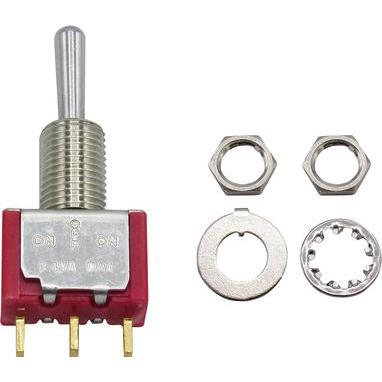 RND Components Miniatur-Kippschalter EIN-AUS-EIN rastend 400 mA 1 Wechsler, Taster + Schalter