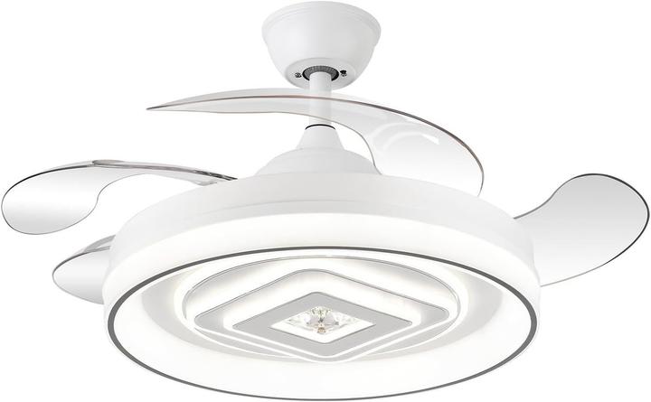 Produktbild Ventilator Decke mit Licht 4 Blätter Einziehbar Weiss