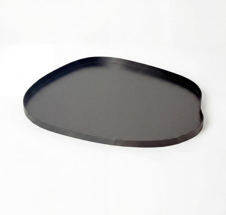 FineBuy Dekotablett Metall 50cm Schwarz Dekoteller Tablett Organisch Tischdeko Standdeko