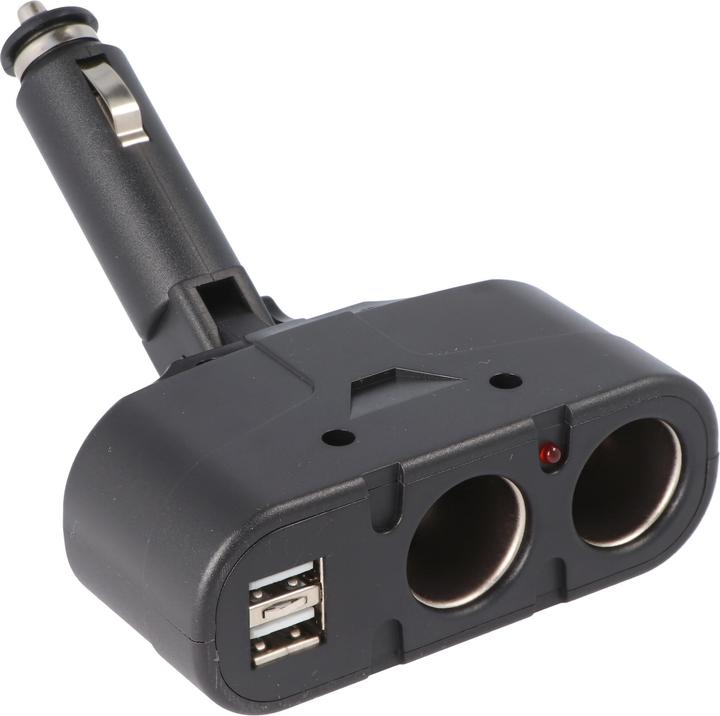 AccuCell KFZ-Adapter, Verteiler Zigarettenanzünder - Stecker auf 2x Kupplung + USB