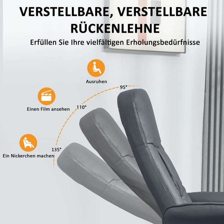 Image du produit Homcom Relaxsessel mit Fusshocker Kunstleder, Stahl Dunkelgrau