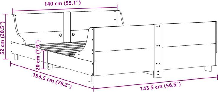 Actual product image vidaXL Bettrahmen (140 x 190 cm)