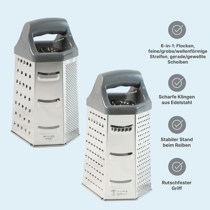 Produktbild B-Home XL Edelstahl-Küchenreibe Standreibe Sechskantreibe Gemüsereibe Handreibe