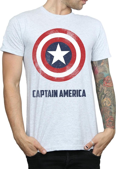 Actual product image Mens Captain America Shield Text T-Shirt (S)