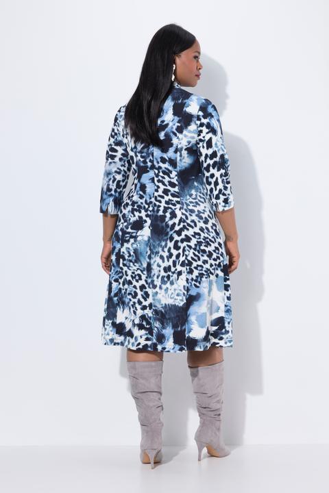 Produktbild Ulla Popken Punto-Kleid, Leomuster, Kelchkragen, 3/4-Arm (50, 52)
