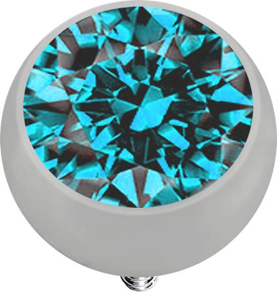 Produktbild Star Piercing Dermal Anchor Kugel silber mit Kristall aqua (ohne Messing, Titan)