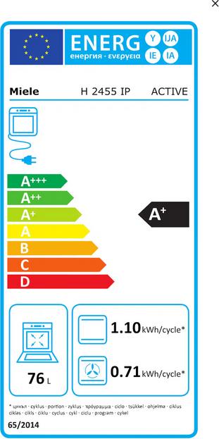 Energie-Label Miele Einbau-Herd H 2455 IP Obsidianschwarz
