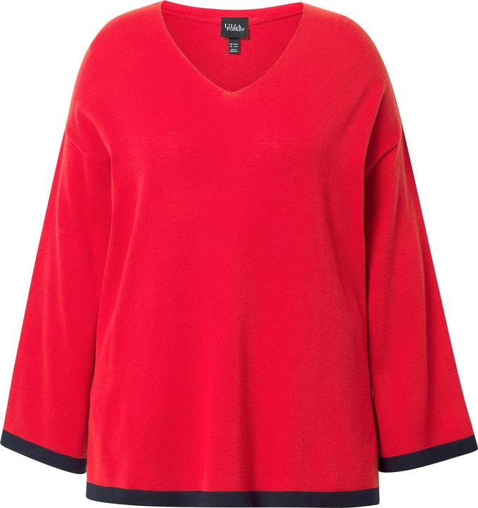 Immagine prodotto Ulla Popken Maglione con orli colorati, scollo a V e maniche lunghe (46, 48)