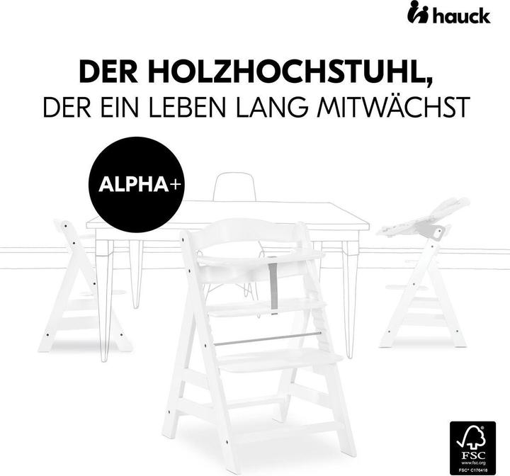 Produktbild Hauck Hochstühle Hochstuhl Alpha Plus White - im Sparset inkl. (Treppenhochstuhl)