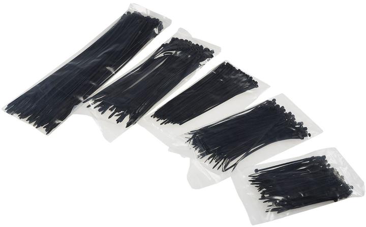 Actual product image Chilitec Cable tie set 500 pcs. UV-resistant black 100/140/160x2,5mm, 200/300x3,5mm (Plastic cable ties, 100 mm, 1 pcs.)