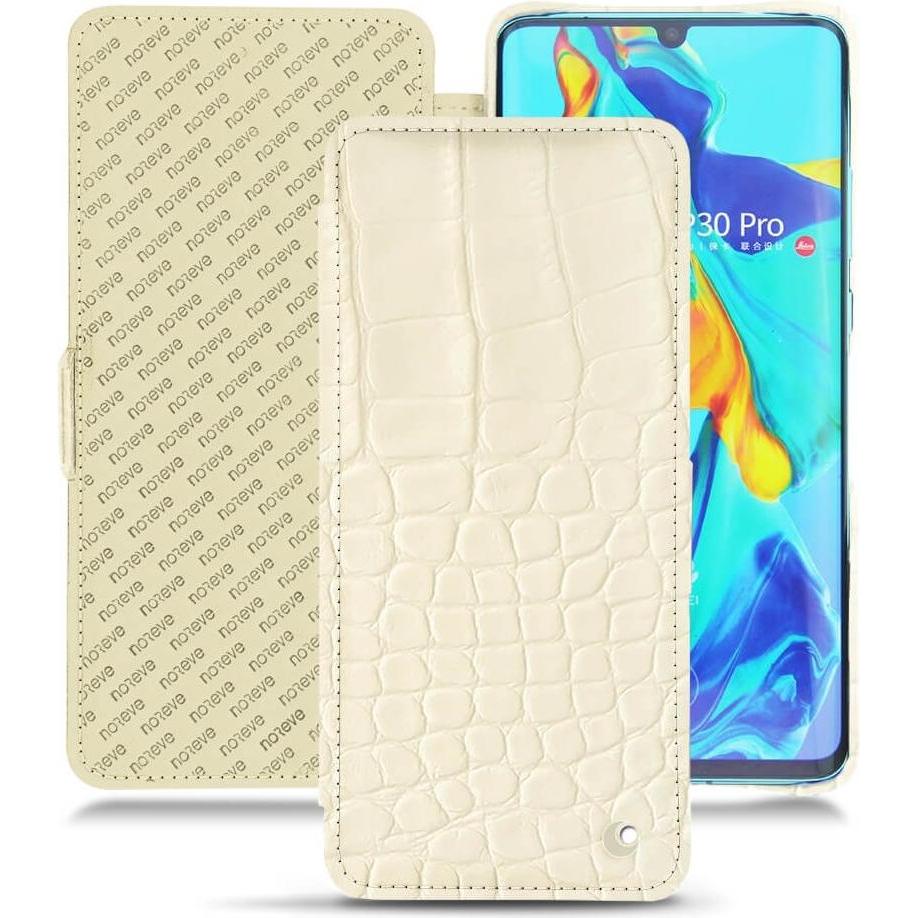 Noreve Lederschutzhülle horizontal (Huawei P30 Pro), Smartphone Hülle, Weiss