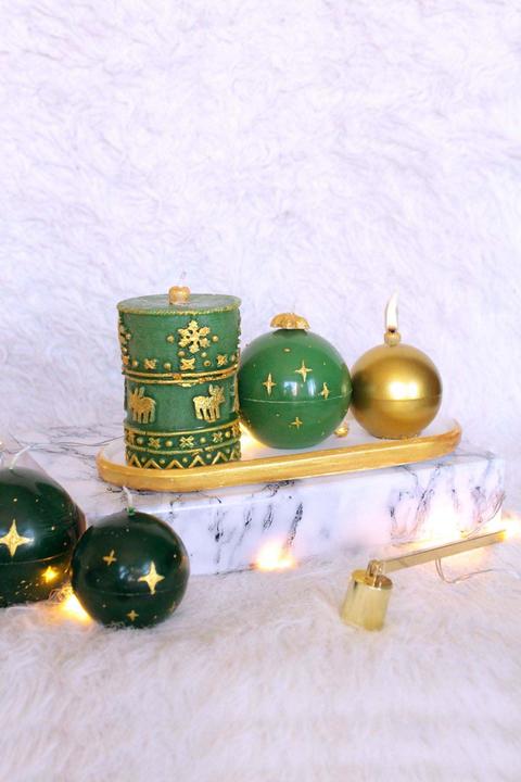Immagine prodotto Hanah Home Christmas Tinsel Gold Candle Set 3 Pieces (3 pz.)