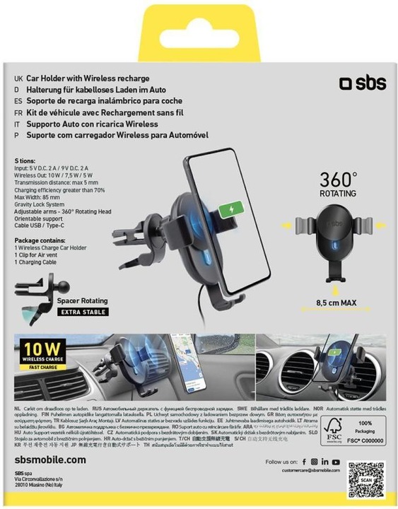 Produktbild SBS TESUPWIR10CLIPSTG Halterung Aktive Halterung Handy/Smartphone Schwarz