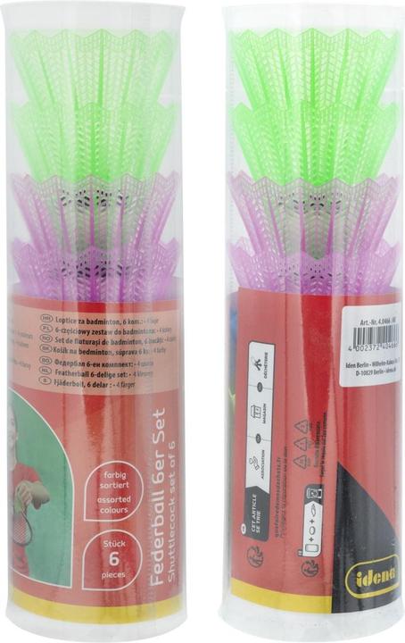 Actual product image Idena Shuttlecocks assorted colours set of 6