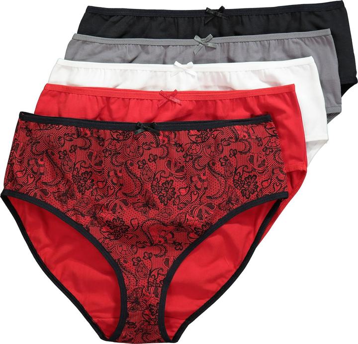 Produktbild Ulla Popken Midislips, 5er-Pack, Spitzendruck/einfarbig (50, 52)