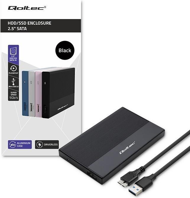 Produktbild Qoltec Gehäuse für SSD HDD 2,5", SATA, USB 3.0, 2TB (2.5")