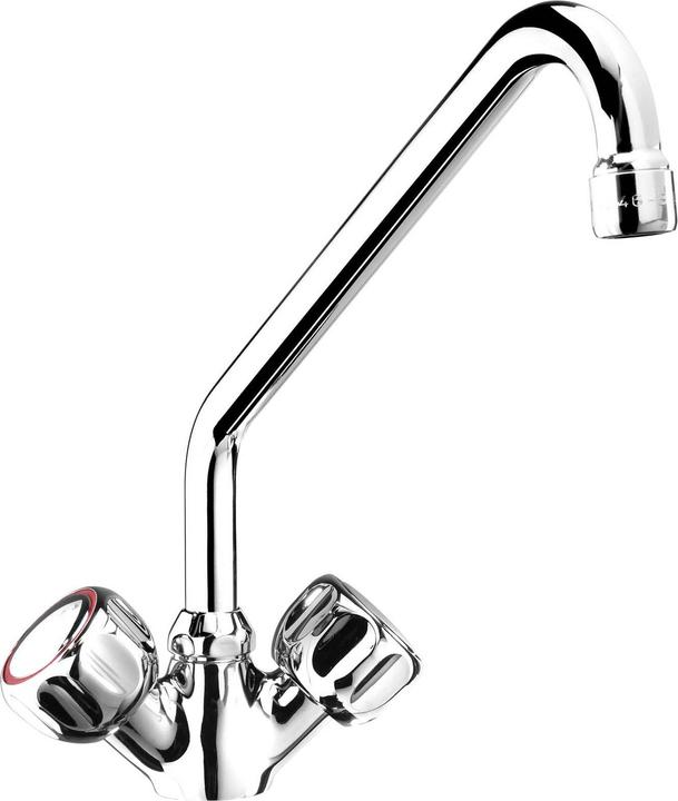 Produktbild Monolith Wasserhahn Schwenkauslauf verchromtes Messing Zweigriff Wandarmatur Wasserhahn