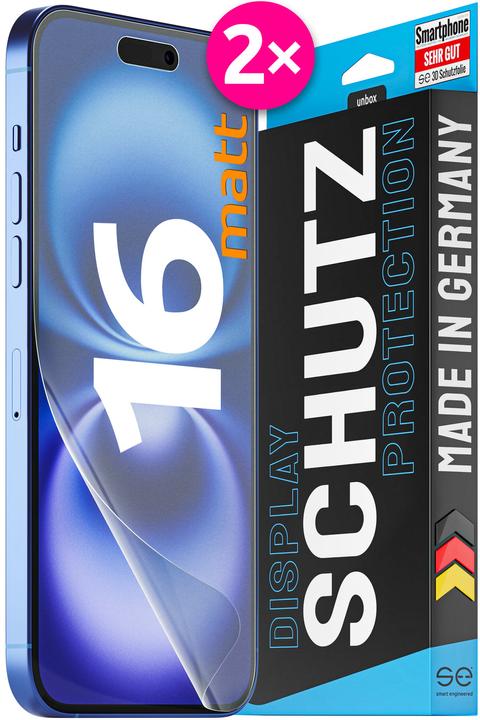 Smart Engineered se 3D beschermfolie Apple iPhone 16 ontspiegeld (PU 2) (2 Stuk, Apple iPhone 16)