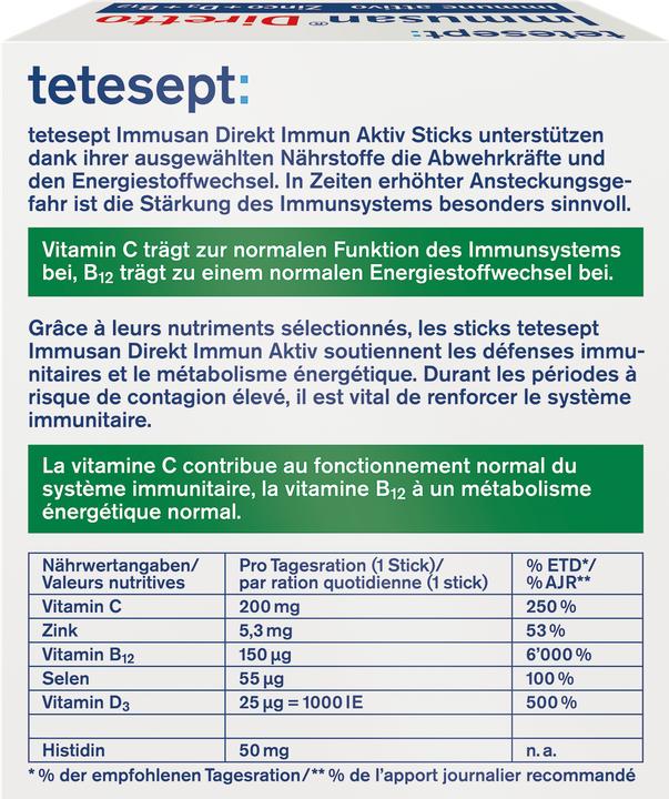 Produktbild Tetesept Immusan Direkt Immun Aktiv Zink+D3+B12 (20 Stück, Stift)