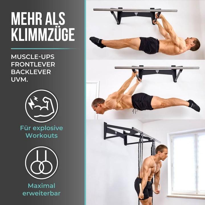 Actual product image Pullup & Dip Muscle-Up Bar, Klimmzugstange mit extra Wandabstand