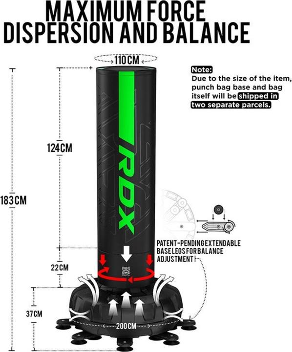 Image du produit Rdx Sac de frappe autoportant F6 vert - 183 cm (183 cm)