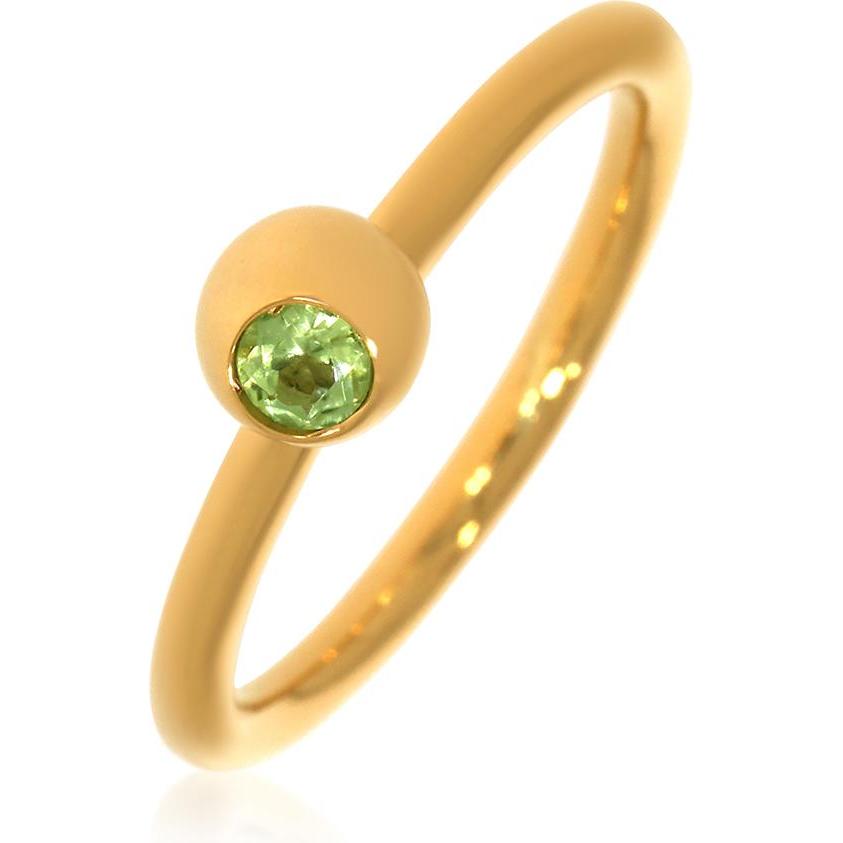 Xen, Ring, Ring mit 3 mm Peridot ca. 0,12 ct. gelbvergoldet, (52, 925 Silber)