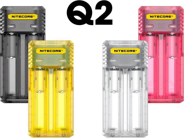 Nitecore Q2 - Schnelladegerät für Li-Ion Akkus, 2 Schachtlader - 4 Farben zur Auswahl (Lader zonder batterij)