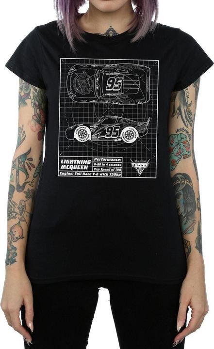 Immagine prodotto Disney Cars Lightning McQueen Blueprint Maglietta Donna (S)