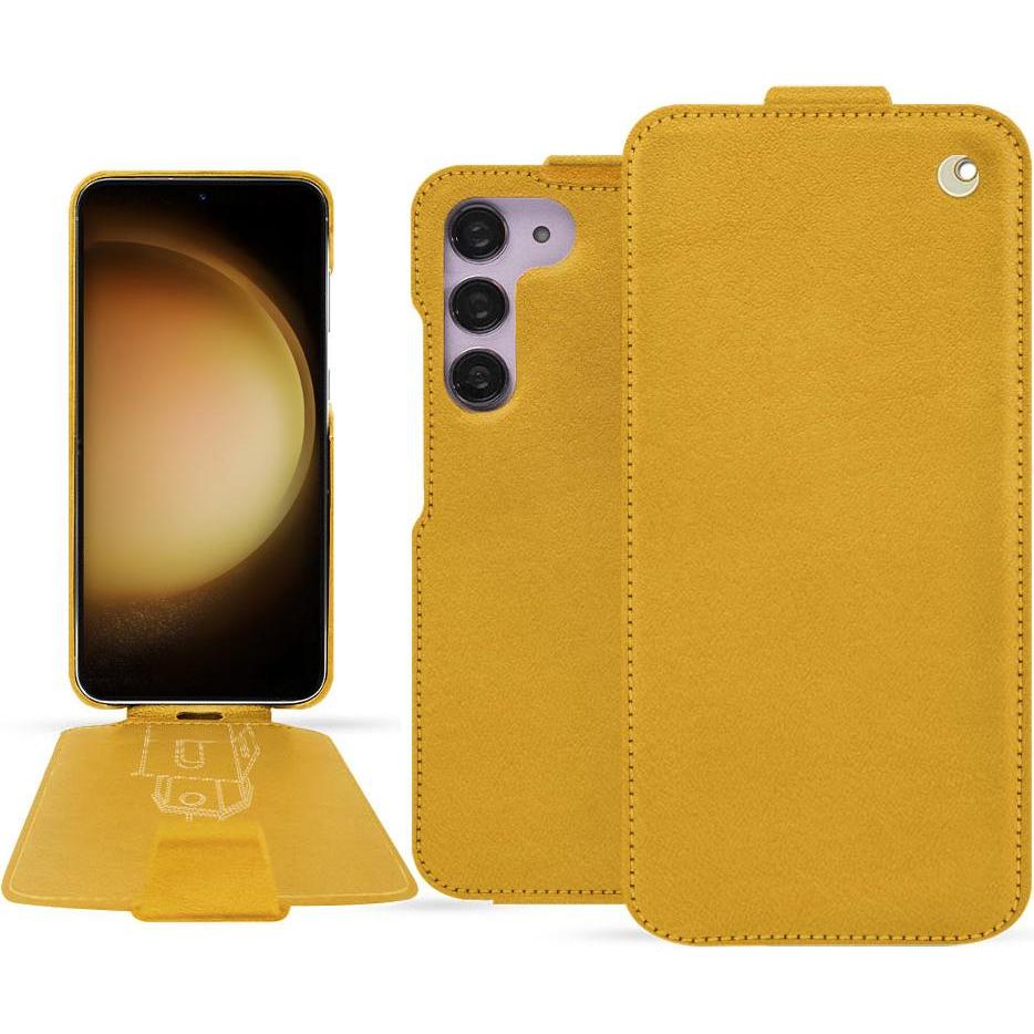 Noreve Lederschutzhülle vertikal (Samsung Galaxy S23+), Smartphone Hülle, Orange