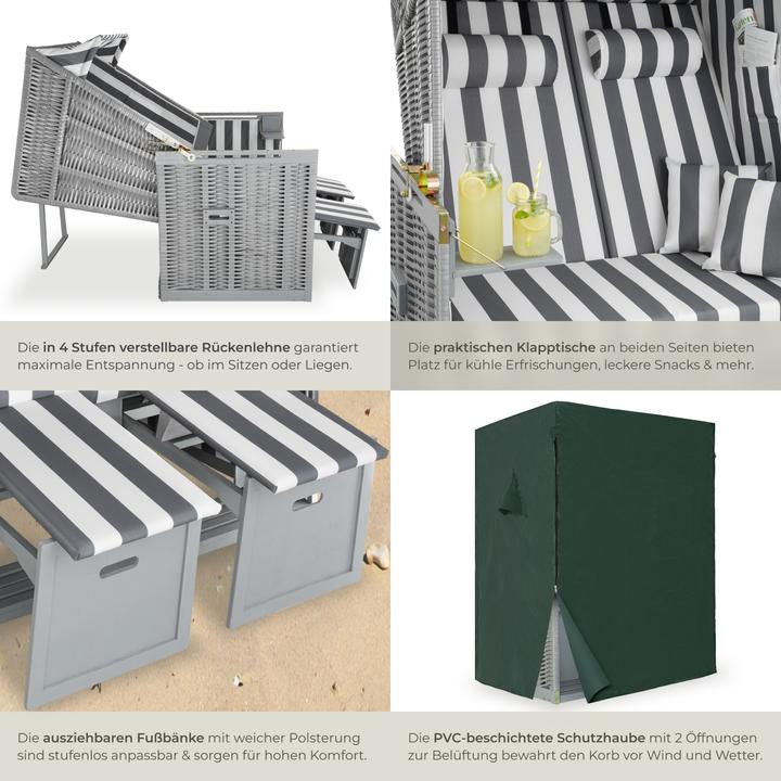 Produktbild tectake Strandkorb inkl. Schutzhülle