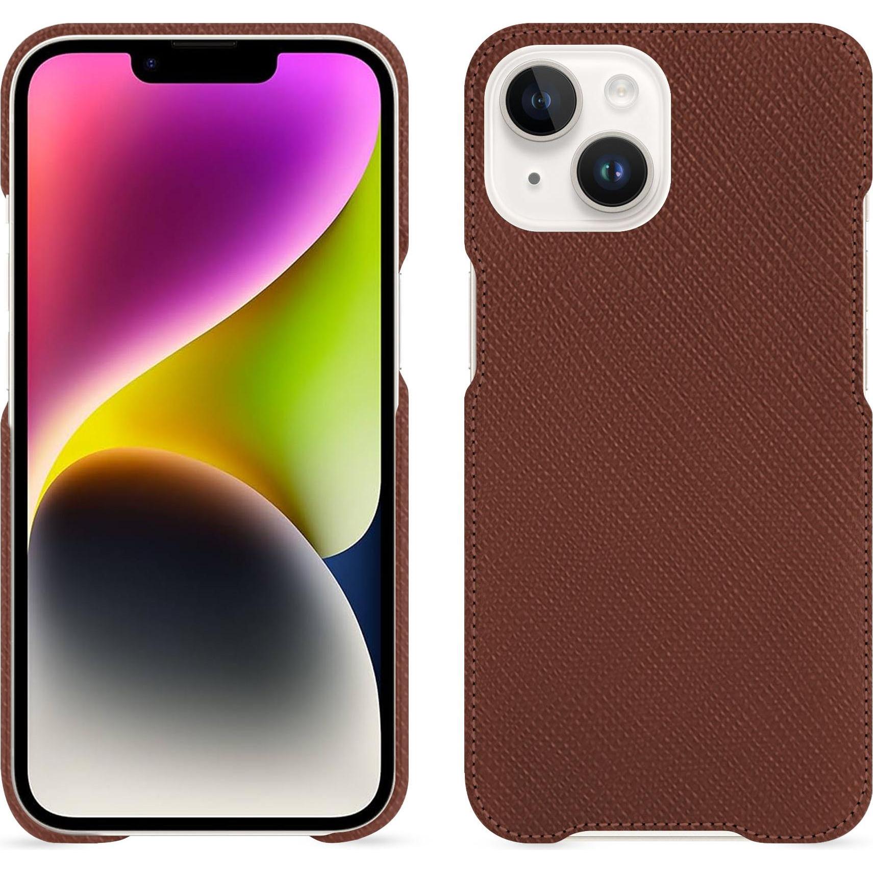 Noreve Lederschutzhülle (Apple iPhone 15 Plus), Smartphone Hülle, Braun