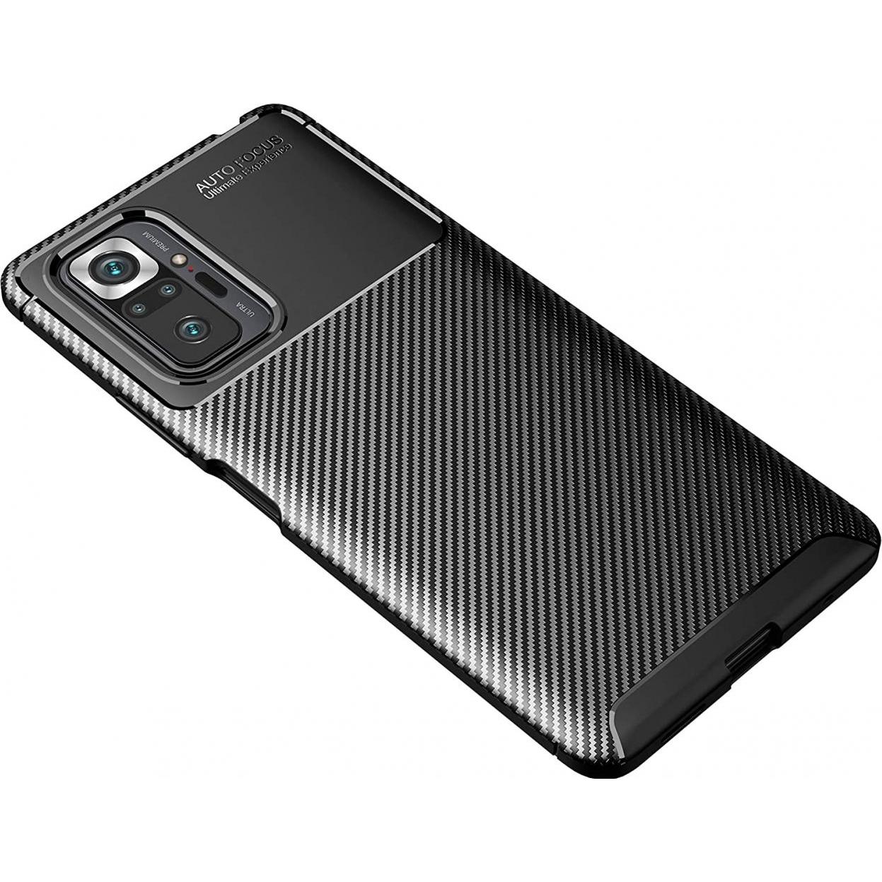 Thumbnail - Screenguard Xiaomi Redmi Note 10 4G Hülle Carbon Design TPU Case (Xiaomi Redmi Note 10), Smartphone Hülle, Schwarz