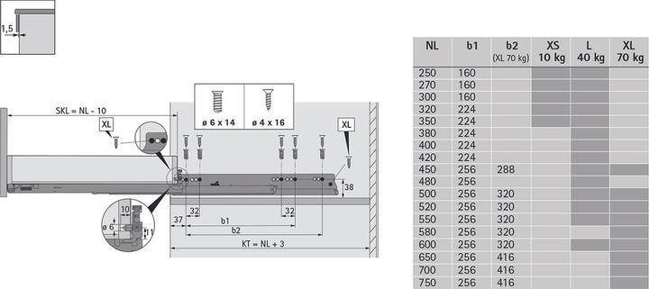 Actual product image Hettich Full extension slides Actro 5D Silent System