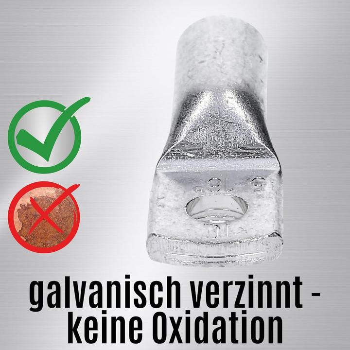 Produktbild Kalitec 10 Stück HR16-5 Handelsübliche Rohrkabelschuhe 16mm² M5 I ohne Sichtloch I Made in Germany
