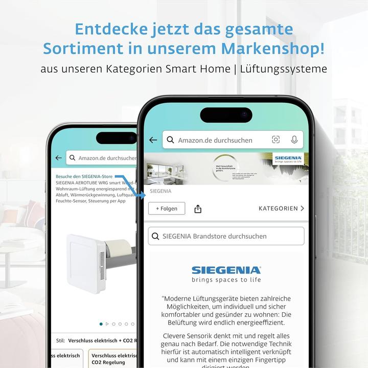 Produktbild Siegenia Smart Wandventilator mit Warmteterugwinning, Temperatur- und Vochtregeling