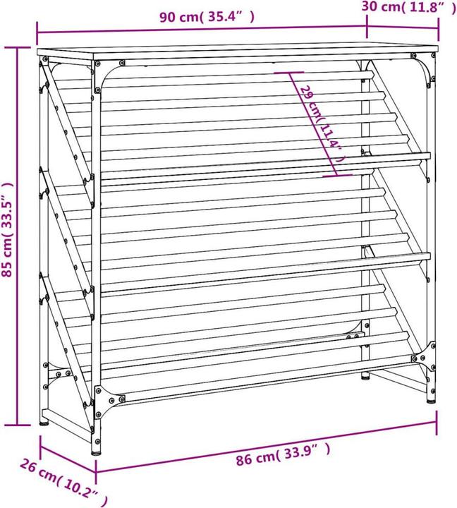 Produktbild vidaXL Schuhregal (90 x 30 x 85 cm)