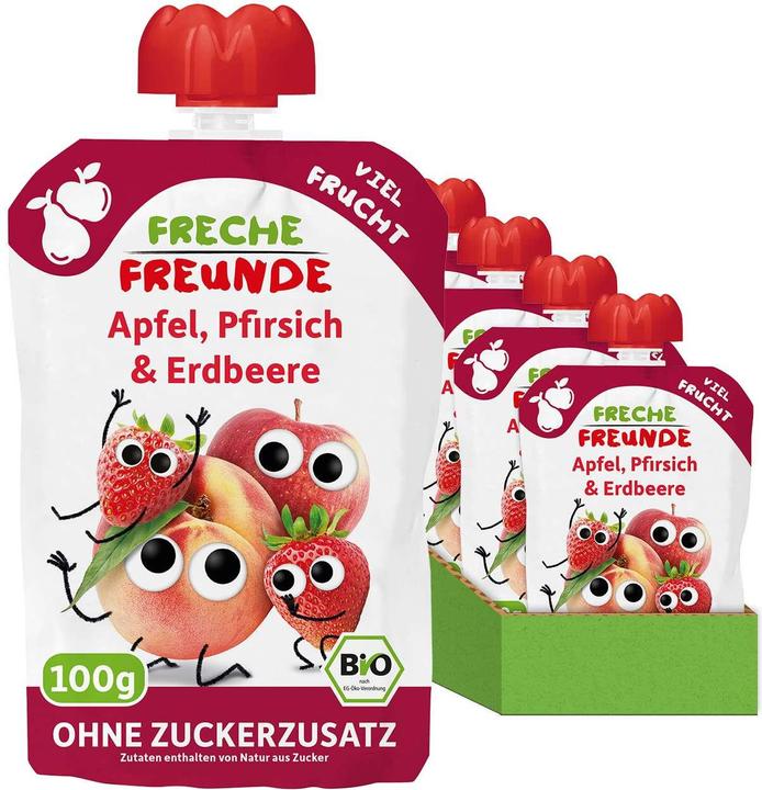 Actual product image Freche Freunde Squeeze pouches pear, apple, banana, orange, vanilla 6x 100 g (600 g)