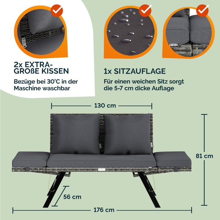 Produktbild Casaria 2in1 Gartenbank mit Auflagen