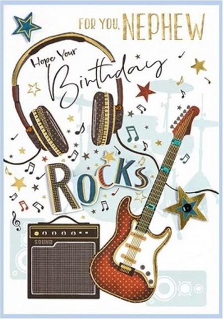 Biglietto Di Compleanno Per Chitarristi - Design Con Chitarre Rock E Quiz, 14x14 Cm, Cartoncino Riciclabile - 3