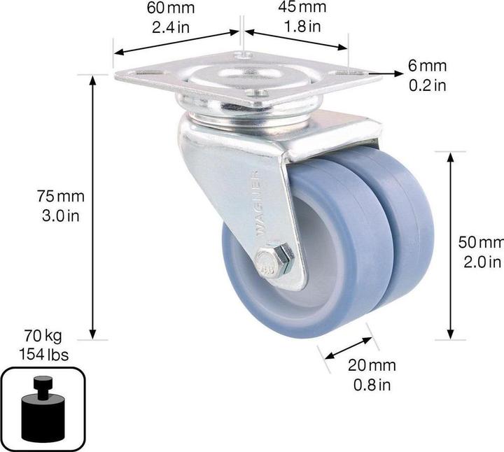 Produktbild Wagner System Apparate-Doppel-Lenkrollen ECO