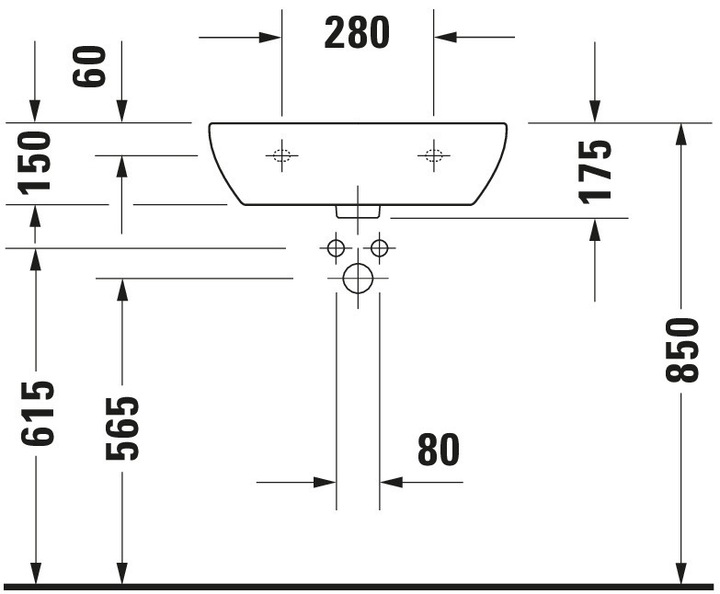 Produktbild Duravit Waschtisch D-CODE MED o ÜL m HLB 550x430mm 1 Hahnloch weiss (430 mm, 550 mm)