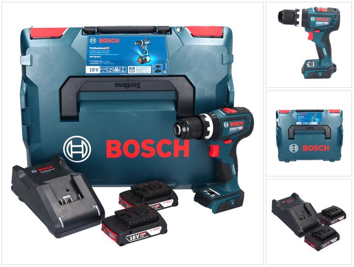 Produktbild Bosch Professional Bosch GSB 18V-90 C Professional Akku Schlagbohrschrauber 18 V 64 Nm Brushless + 2x Akku 2,0 Ah + (Akkubetrieb)