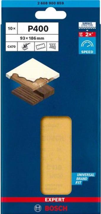 Image du produit Bosch Professional Zubehör Papier abrasif Expert C470 avec 8 trous pour ponceuses vibrantes, 93 x 186 mm, G 400, 10 pcs. (400)