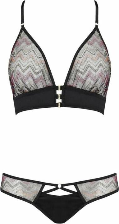 Image du produit Casmir Bralette et slip en satin avec motif en zigzag (L, XL)