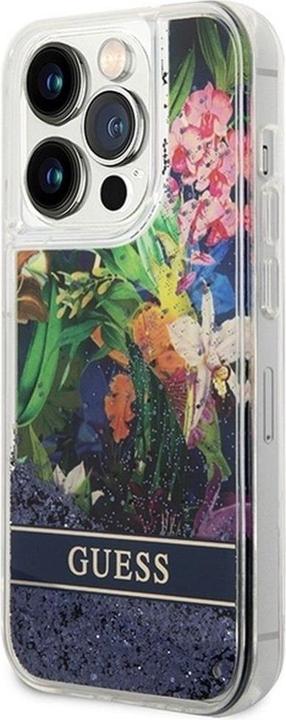 Produktbild Guess GUHCP14LLFLSB iPhone 14 Pro 6,1" niebieski/blue hardcase Flower Liquid Glitter (Apple iPhone 14 Pro)